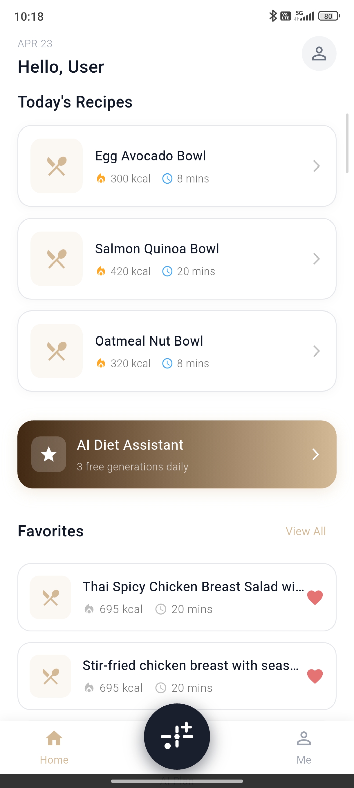 Mealthy App Home Screen